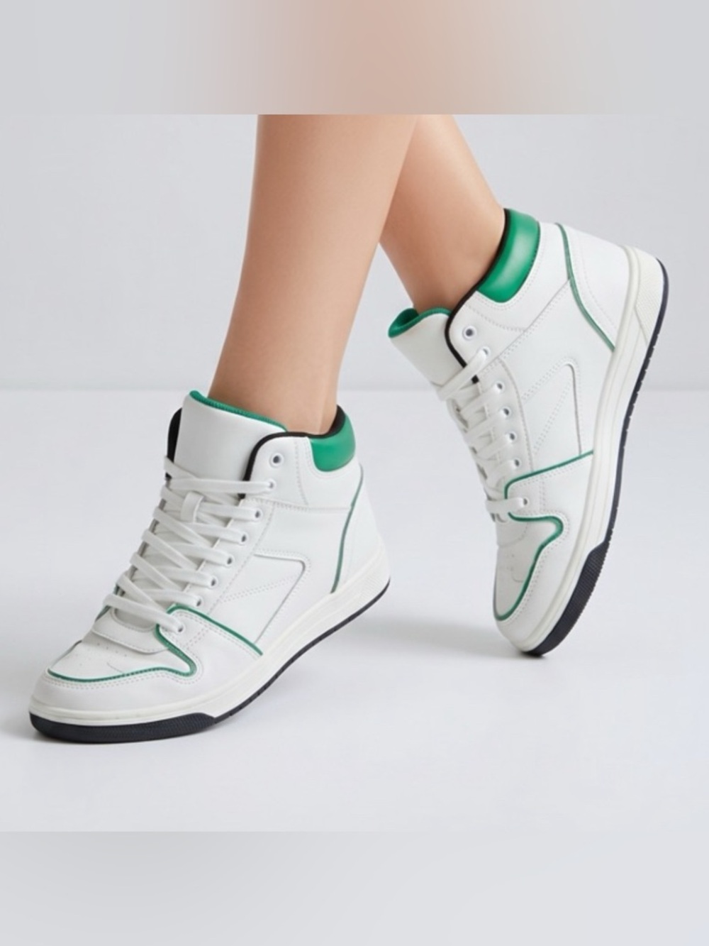 Zara White and Green High top Sneakers